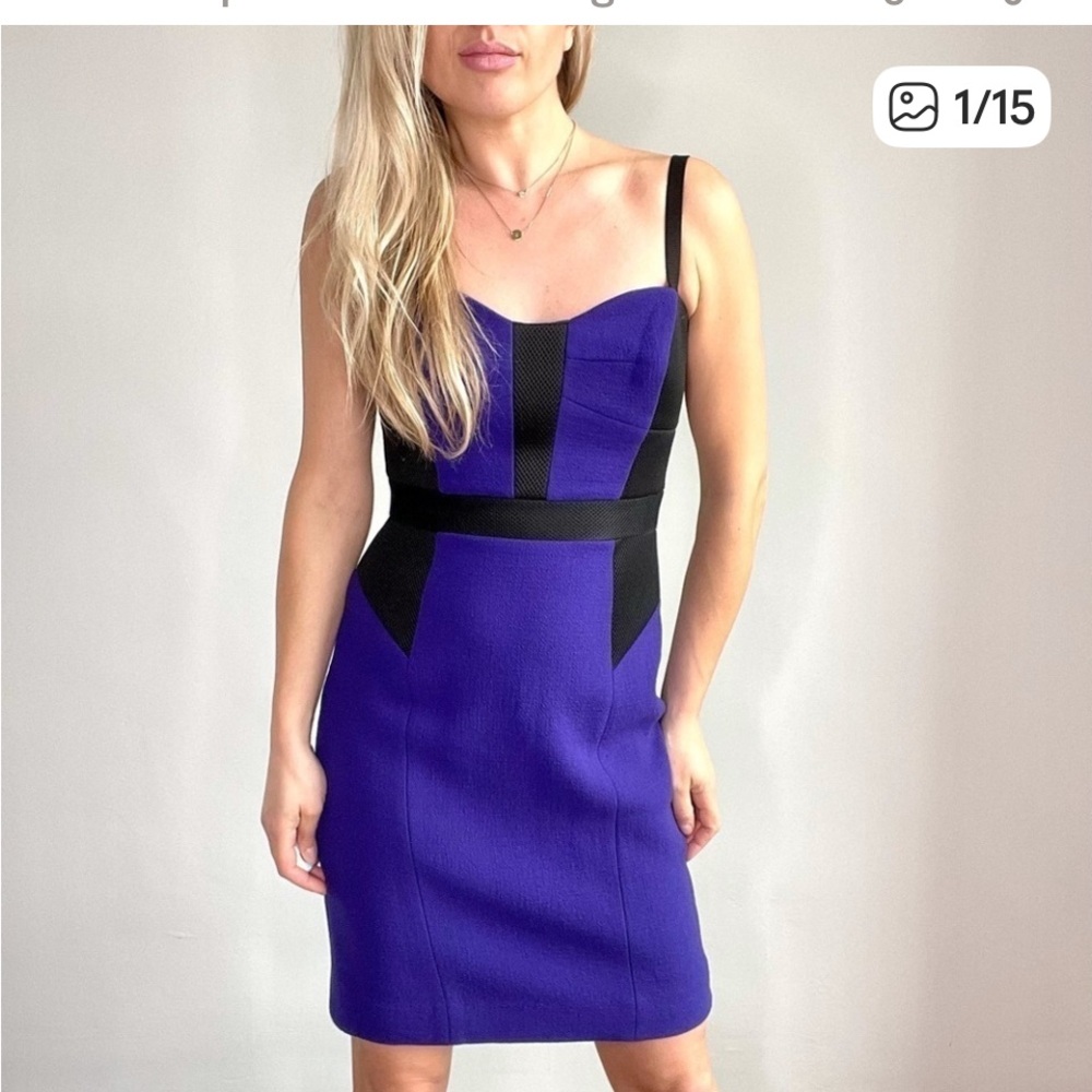 #508 Milly Royal Blue and Black Strapless Bodycon Dress. Excellent Condition